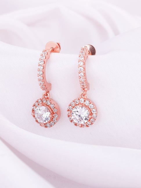Buy GIVA 925 Silver Rose Gold Zircon Drizzle Drop Earrings Online