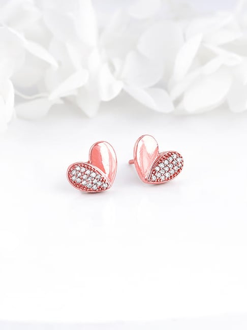 Buy GIVA 925 Silver Rose Gold Made for Each Other Stud Earrings