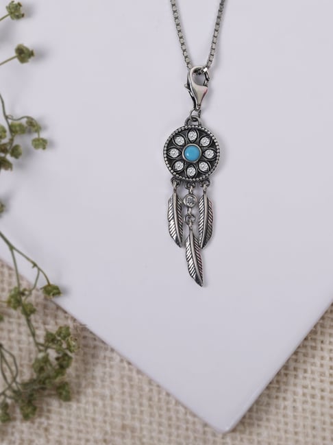 GIVA 925 Oxidized Silver Dream Catcher Pendant with Box Chain for Women & Girls-picture-28