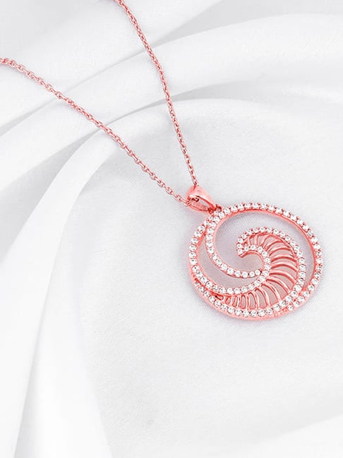 GIVA 925 Silver Rose Gold Whirlpool Pendant with Link Chain for Women & Girls-picture-35
