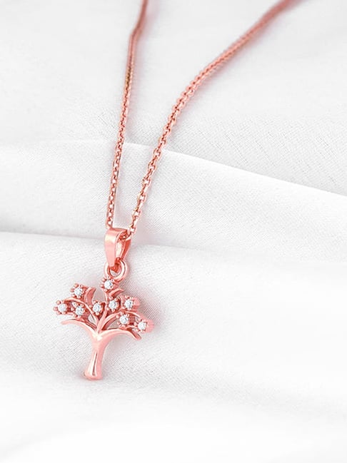 GIVA 925 Silver Rose Gold Treeful Pendant with Link Chain for Women & Girls-picture-32