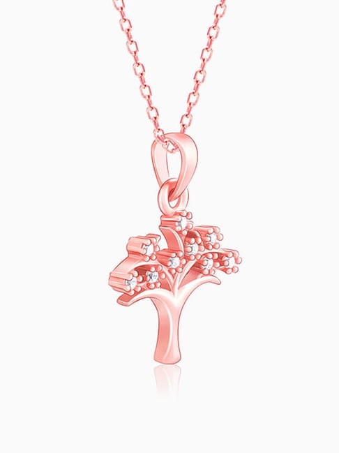 Buy GIVA 925 Silver Rose Gold Treeful Pendant Online At Best Price