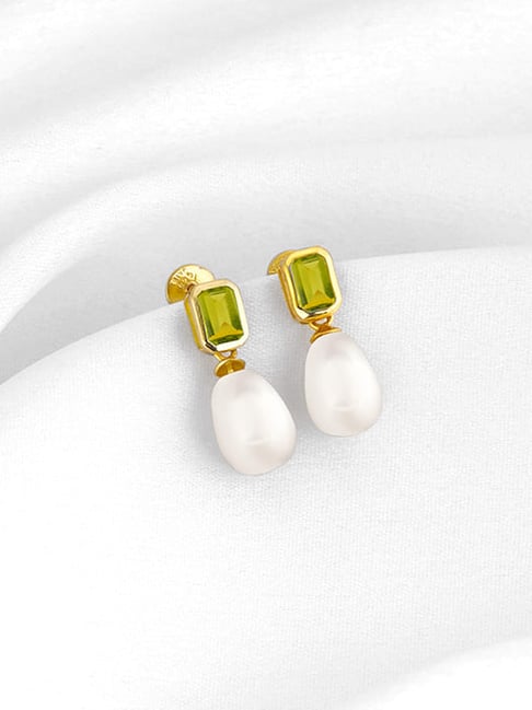 Buy GIVA 925 Silver Golden Amber Pearl Earrings Online At Best