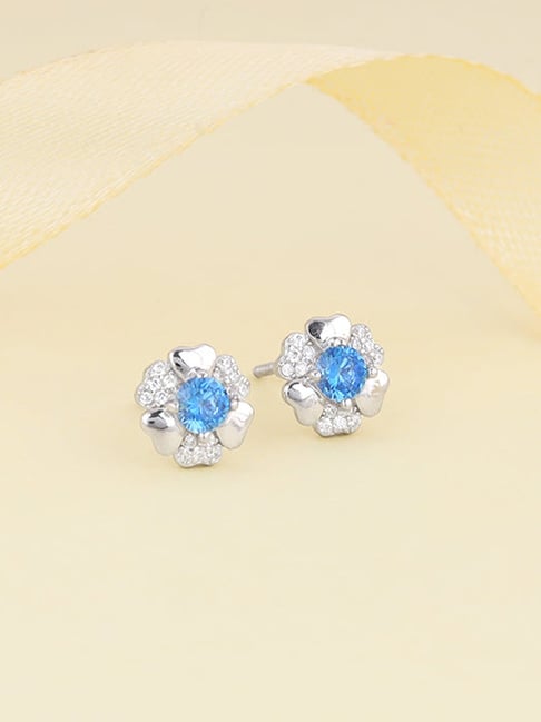 Buy GIVA 925 Silver Cobalt Blue Blooming Flower Stud Earrings