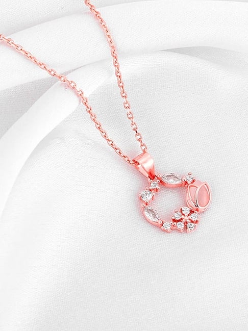Buy GIVA 925 Silver Rose Gold Drop Wreath Pendant Online At Best