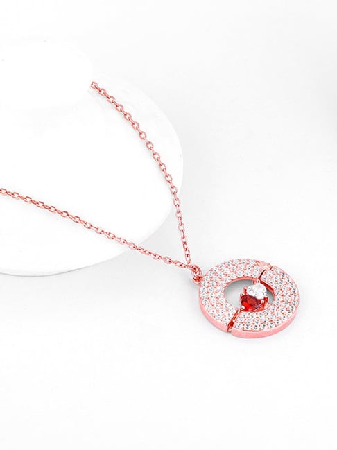 GIVA 925 Silver Rose Gold You & Me Pendant with Link Chain for Women & Girls-picture-37