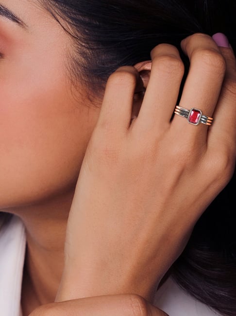 GIVA 925 Oxidized Silver Fuchsia Ring for Women & Girls-picture-29