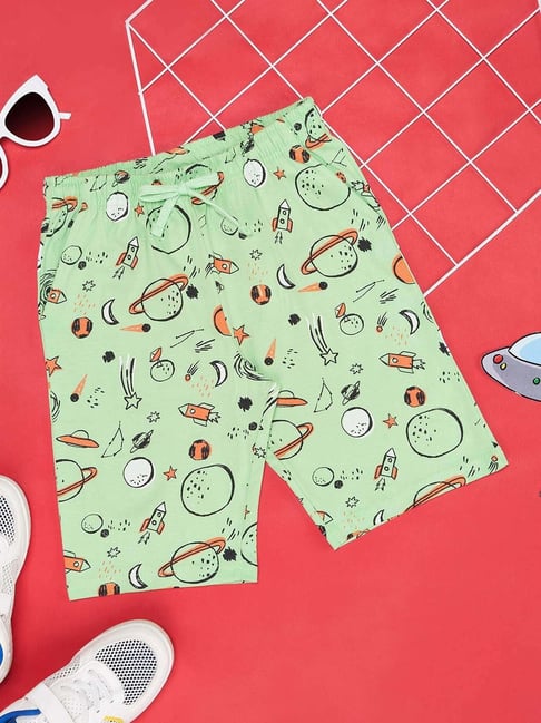 Pantaloons Junior Arcadian Green Cotton Printed Shorts-picture-16