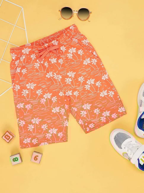Pantaloons Junior Orange Cotton Floral Print Shorts-picture-23