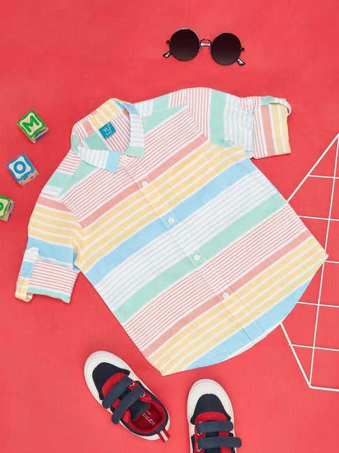 YU by Pantaloons Kids Multicolor Cotton Striped Full Sleeves Shirt-picture-16