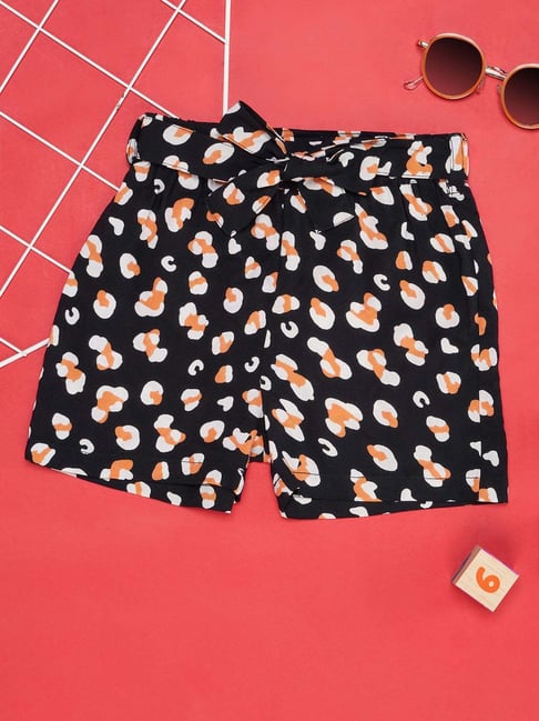 YU by Pantaloons Kids Black & White Printed Shorts
