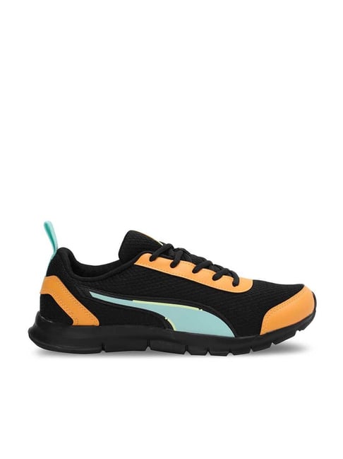 Puma Kids Racer V1 Black & Orange Casual Sneakers