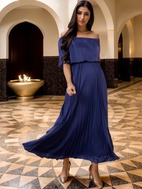 Styli Navy Maxi Dress-image-38