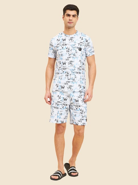 Buy Sweet Dreams Off White Printed T-Shirt Shorts Set for Men's