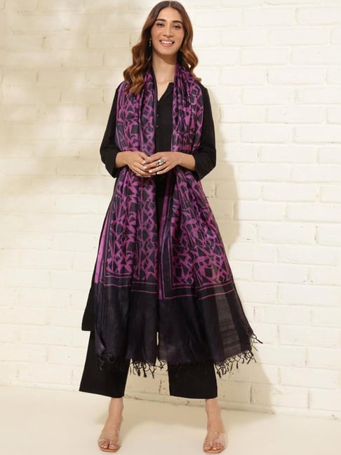 Fabindia Purple Printed Dupatta-picture-46