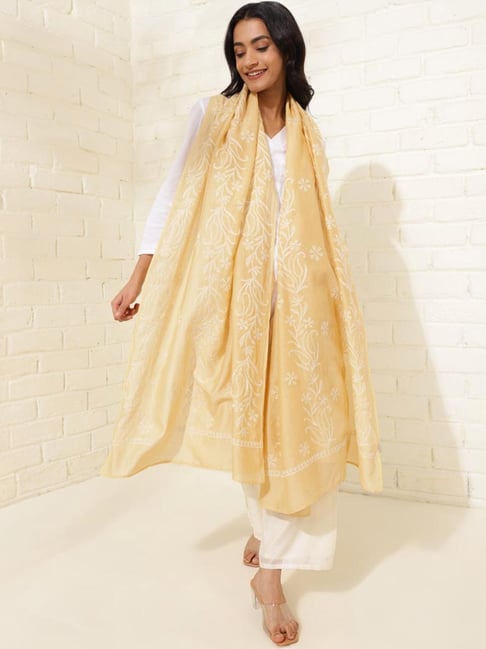 Fabindia Beige Embroidered Dupatta-picture-33