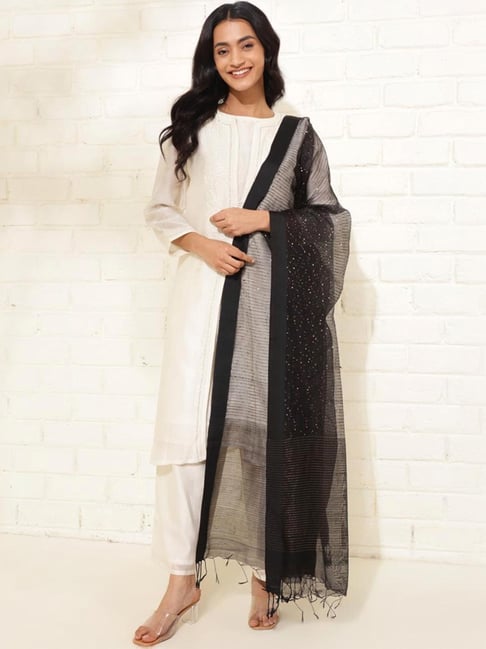 Fabindia Black Embellished Dupatta-picture-40