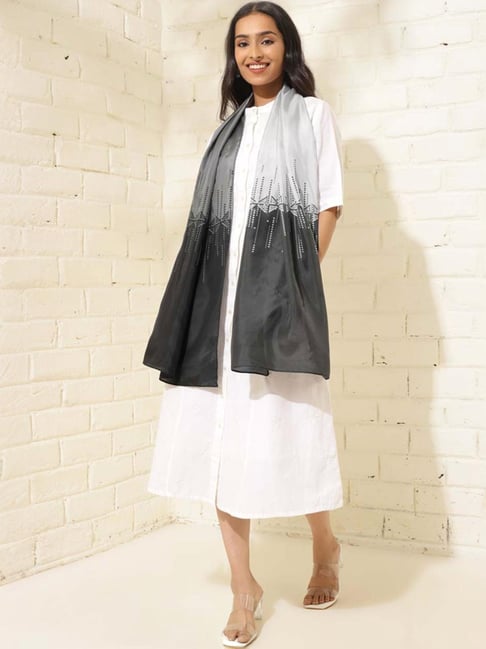 Fabindia Grey & Black Printed Dupatta-picture-35