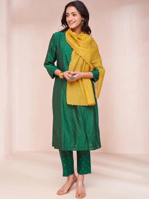 Fabindia Yellow Woven Pattern Dupatta-picture-47
