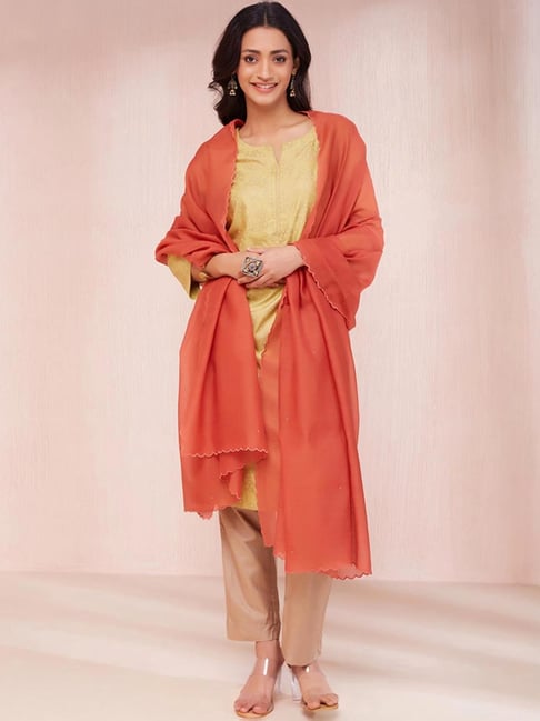 Fabindia Rust Woven Pattern Dupatta-picture-15