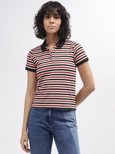 Buy Iconic Multicolor Striped Polo T-Shirt for Women Online Tata