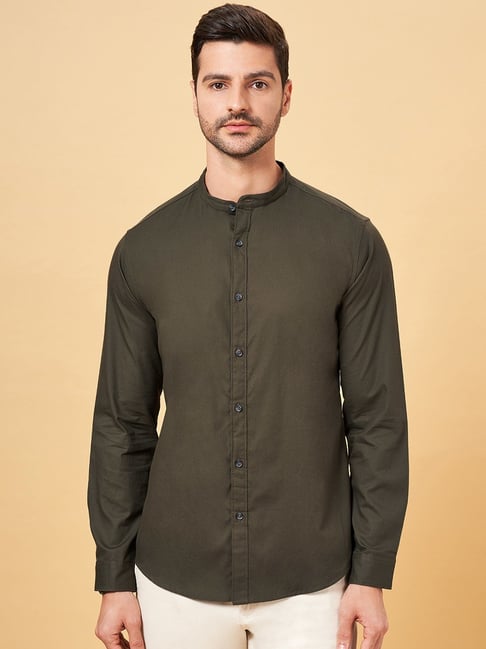 Byford by Pantaloons Olive Cotton Slim Fit Shirt-picture-23