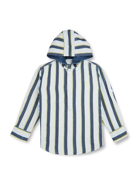 Gini & Jony Boys White Striped Full Sleeves Shirt-picture-36