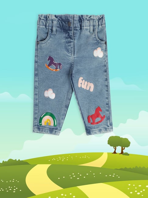 MINIKLUB Kids Blue Printed Denim Pants