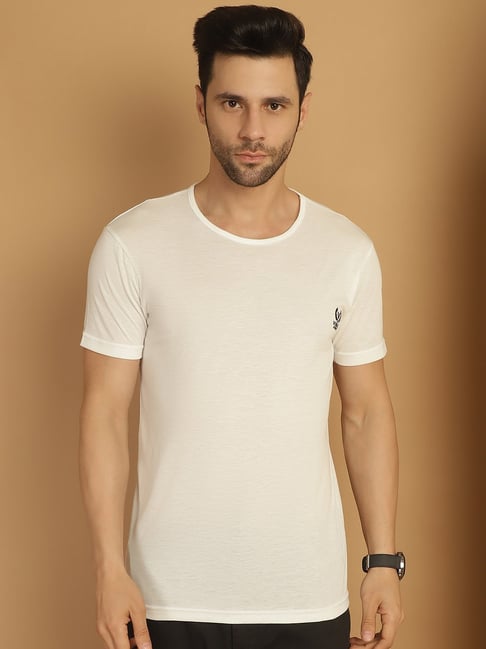 Vimal Jonney White Regular Fit Crew T-Shirt-picture-17