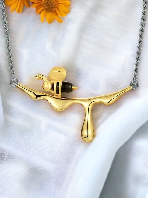 Rihi by P.C. Chandra Jewellers 92.5 Sterling Silver Gold-Plated Honey Bee Necklace for Women & Girls