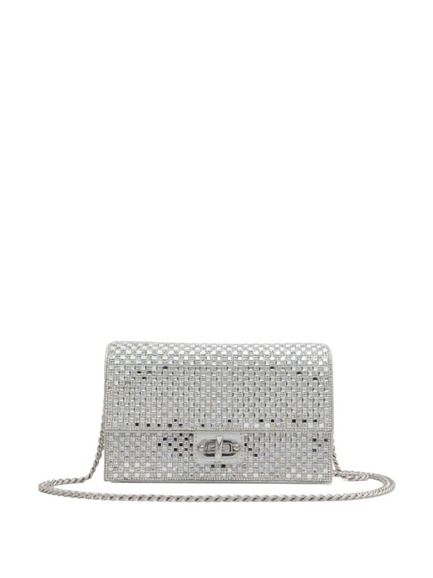 Buy ALDO Silver Embellished Small Sling Handbag For Women At Best
