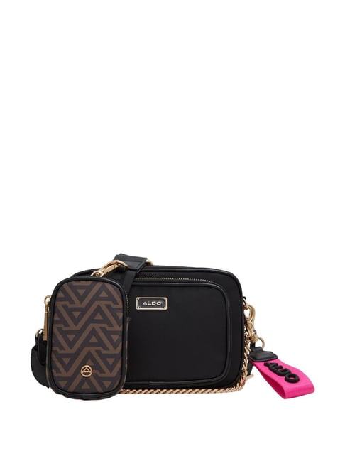 Buy ALDO Black Solid Small Sling Handbag With Pouch For Women At