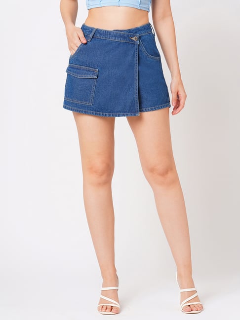 Globus Blue Cotton Above Knee Skorts-picture-45