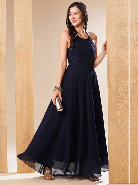 Globus Navy Embellished Maxi Dress