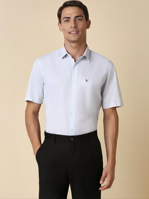 Allen Solly Blue Cotton Slim Fit Texture Shirt-picture-39