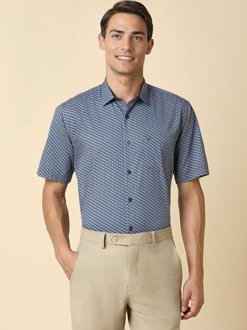 Allen Solly Blue Cotton Slim Fit Printed Shirt-picture-30