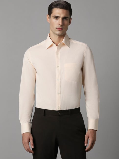 Louis Philippe Beige Cotton Regular Fit Shirt-picture-34