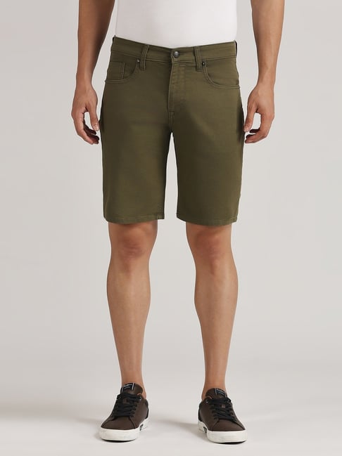 Pepe Jeans Olive Green Regular Fit Denim Shorts