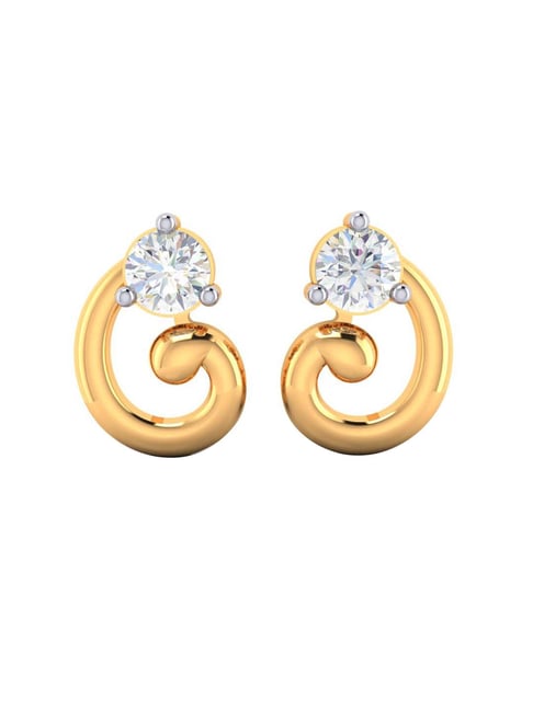 BIS Hallmarked 18k Yellow Gold Diamond Stud Earrings for Women Girls