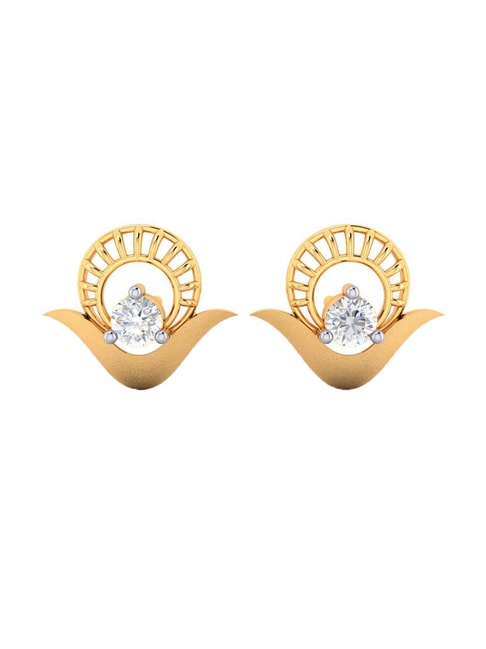 BIS Hallmarked 18k Yellow Gold Diamond Mini Ear Tops/Stud Earrings for Women &amp; Girls