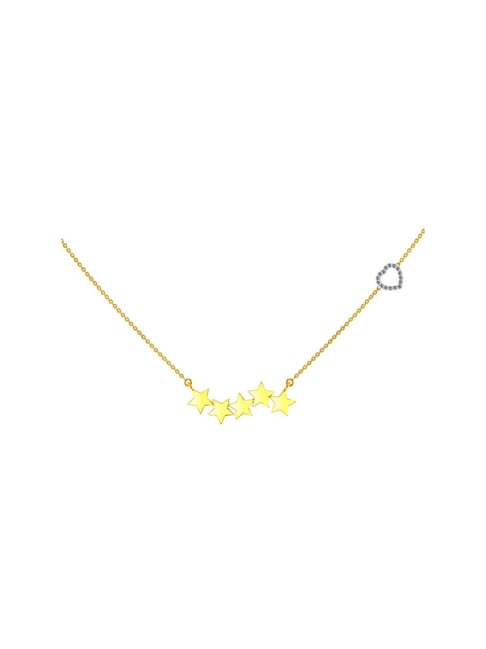 P.C. Chandra Jewellers 18k Yellow Gold Diamond Necklace with The Design of 5 Stars for Women & Girls