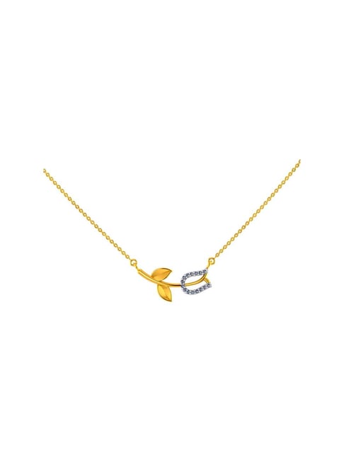 P.C. Chandra Jewellers 18k Yellow Gold Necklace with A Diamond Studded Tulip for Women & Girls