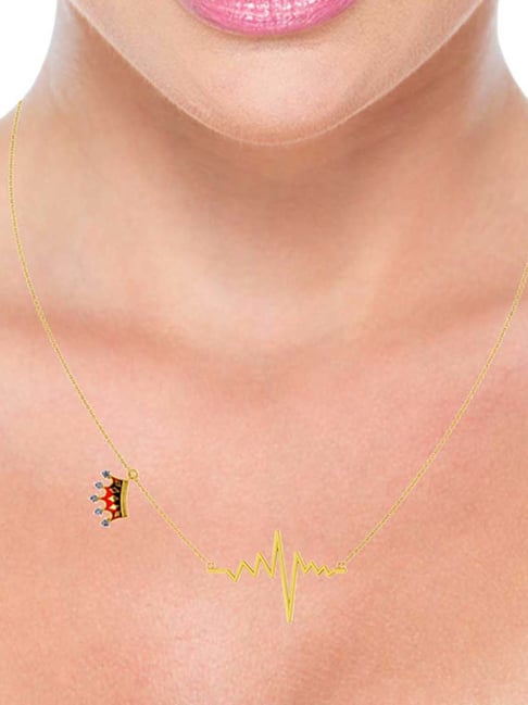 thumbnail image 2 of 10k Yellow Gold Lifeline Heartbeat Necklace - Open Heart Pendant With Pulse Line, 20" Chain 2 of 11