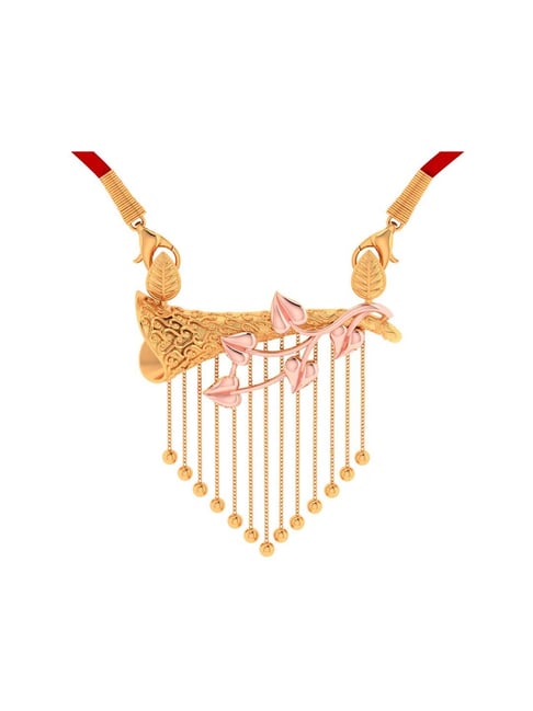 P.C Chandra Jewellers 18k Yellow Gold Ball Drop Necklace with Leaves for Women & Girls