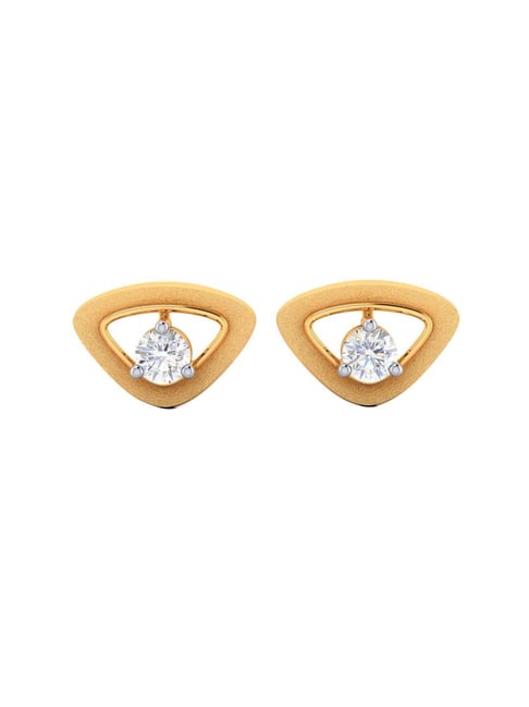 p.c. chandra jewellers BIS Hallmarked 14k Yellow Gold American Diamond Triangle Stud Earrings for Women & Girls-picture-43