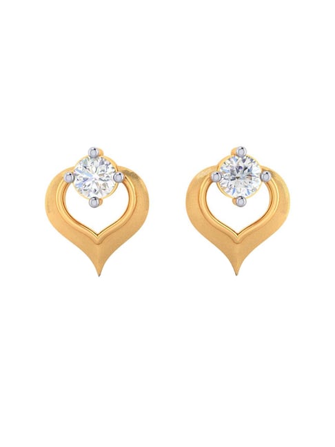 p.c. chandra jewellers BIS Hallmarked 14k Yellow Gold Heart-shape American Diamond Stud Earrings for Women & Girls-picture-39