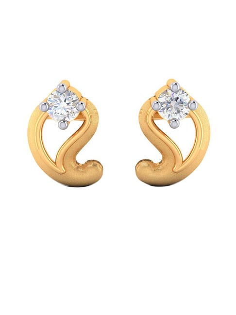 p.c. chandra jewellers BIS Hallmarked 14k Yellow Gold Kalka Style American Diamond Stud Earrings for Women & Girls-picture-44