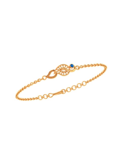 P.C. Chandra Jewellers 18k Yellow Gold Kalka Style with Blue Stone Bracelet for Women & Girls