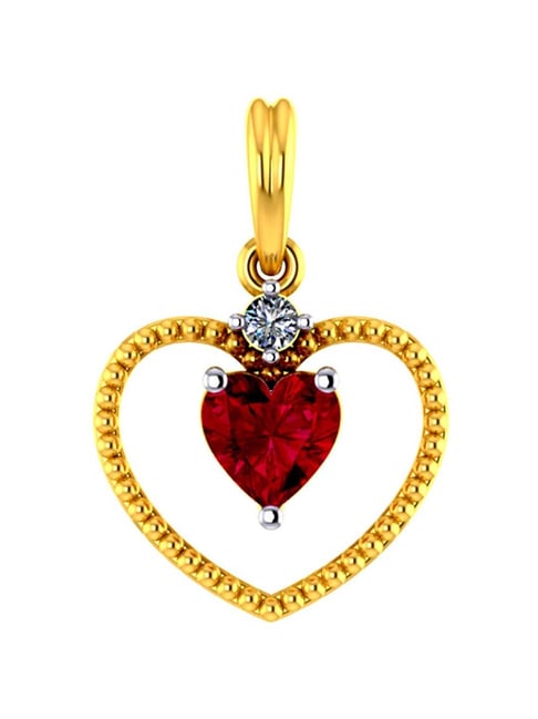 P.C. Chandra Jewellers 14k Yellow Gold Heart-shaped Pendant with A Mini Heart for Women & Girls