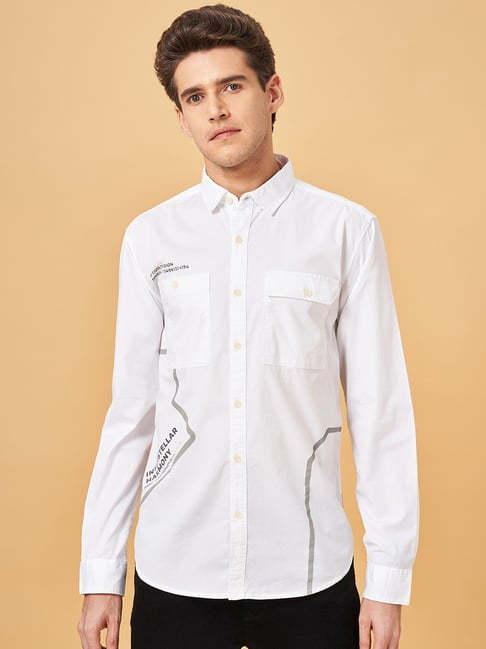 SF Jeans by Pantaloons White Cotton Slim Fit Printed Shirt-picture-38